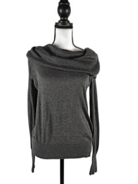 Women's Halogen Off-the-Shoulder Cowl Neck Sweater Gray Medium